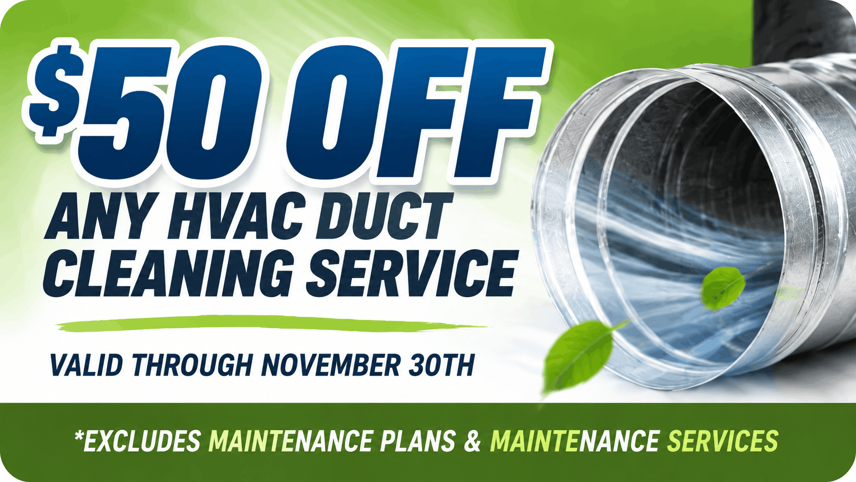 $50 Off Any HVAC Duct Cleaning Service - Valid Through November 30